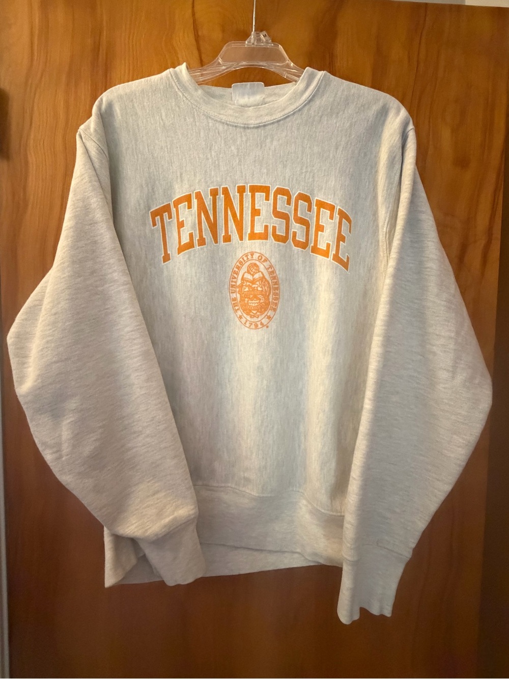 Champion University of Tennessee Crewneck Sweatshirt - Light Gray w/Orange Logo